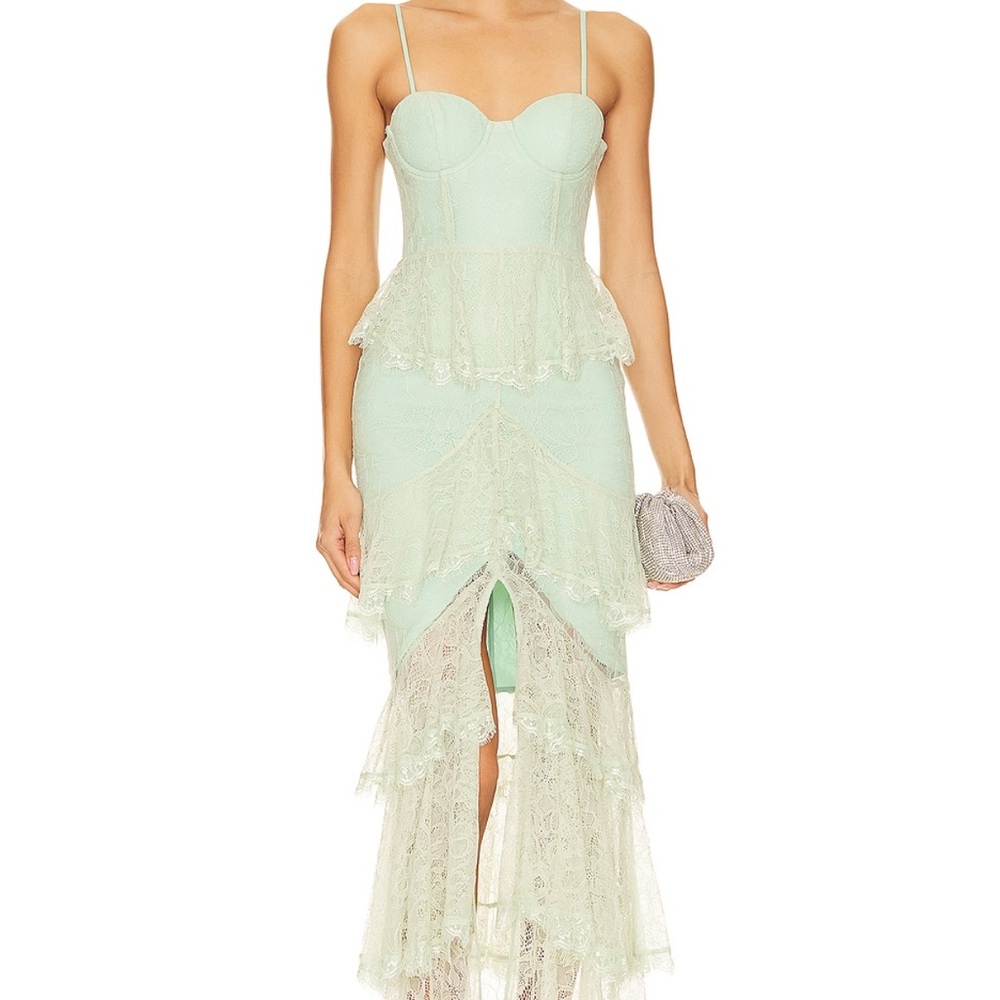 MAJORELLE Zelda Fitz Green Ruffled Tiered Maxi Dress- Currently on Revolve
